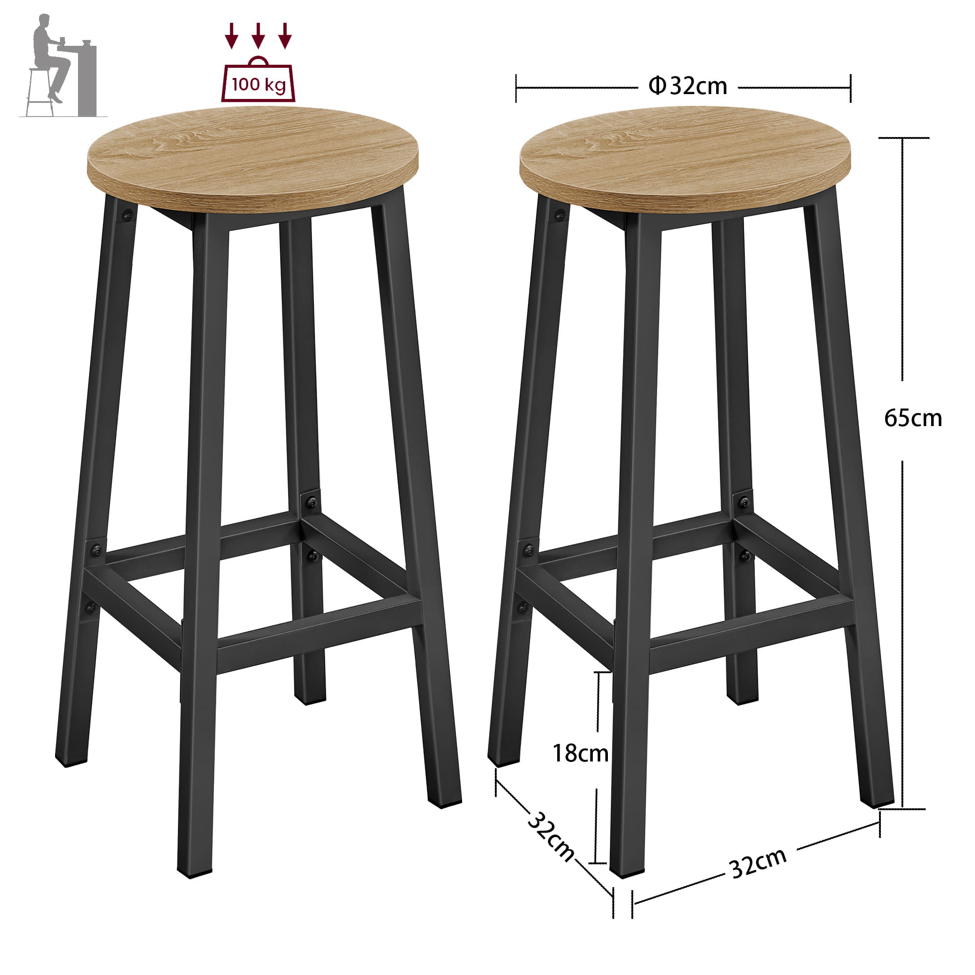 Baarituolit 2 kpl - Sonoma - LBC032B11