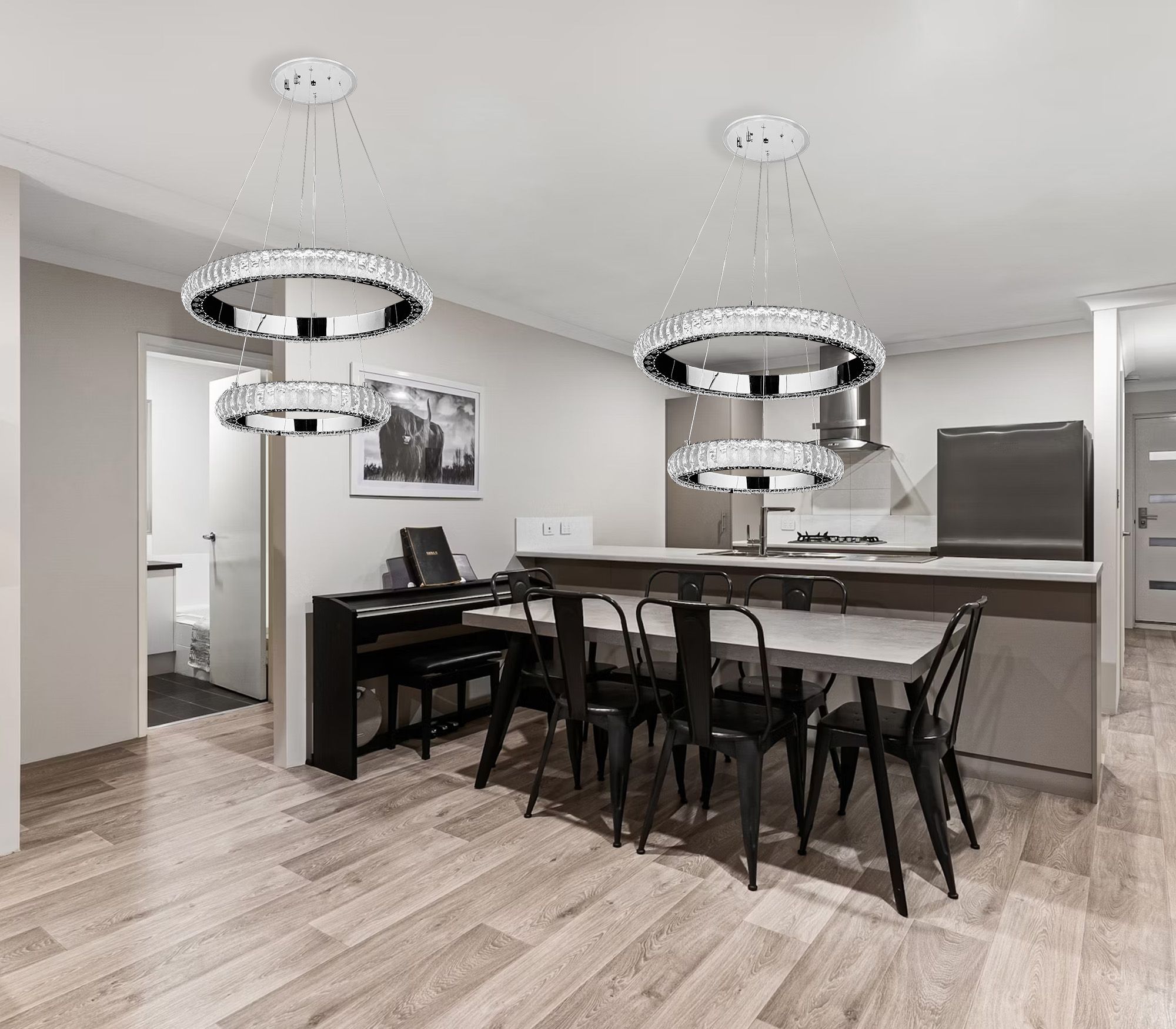 TOOLIGHT riippuva kattovalaisin LED G044-2C CP kromi, 63x63x90cm