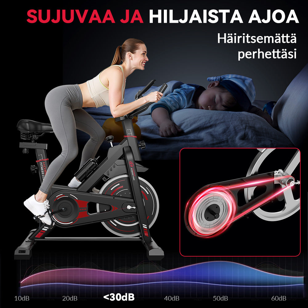 Koti kuntoilupyörä 10 kg vauhtipyörä, manuaalisesti säädettävä vastus, LCD-näyttö, harjoittelu kotona ja kestävyys(Maton kanssa)