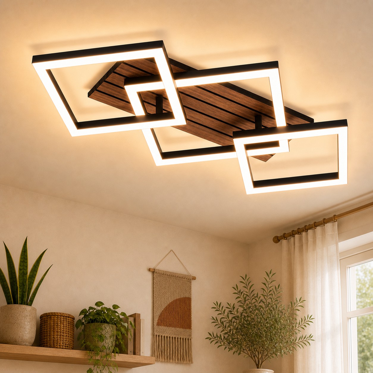 ZMH 3000K 58CM LED-kattovalaisin, moderni musta muotoilu keittiöön