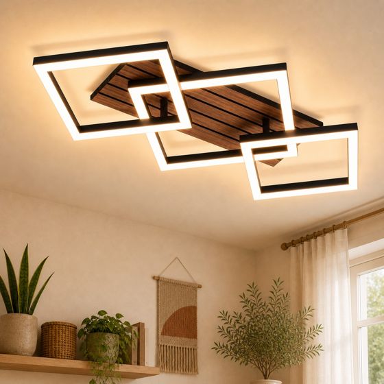 ZMH 3000K 58CM LED-kattovalaisin, moderni musta muotoilu keittiöön