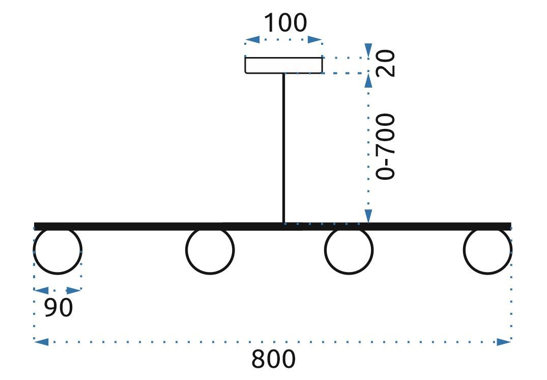 TOOLIGHT riippuva kattovalaisin APP675-4CP kulta, 80x9x108cm
