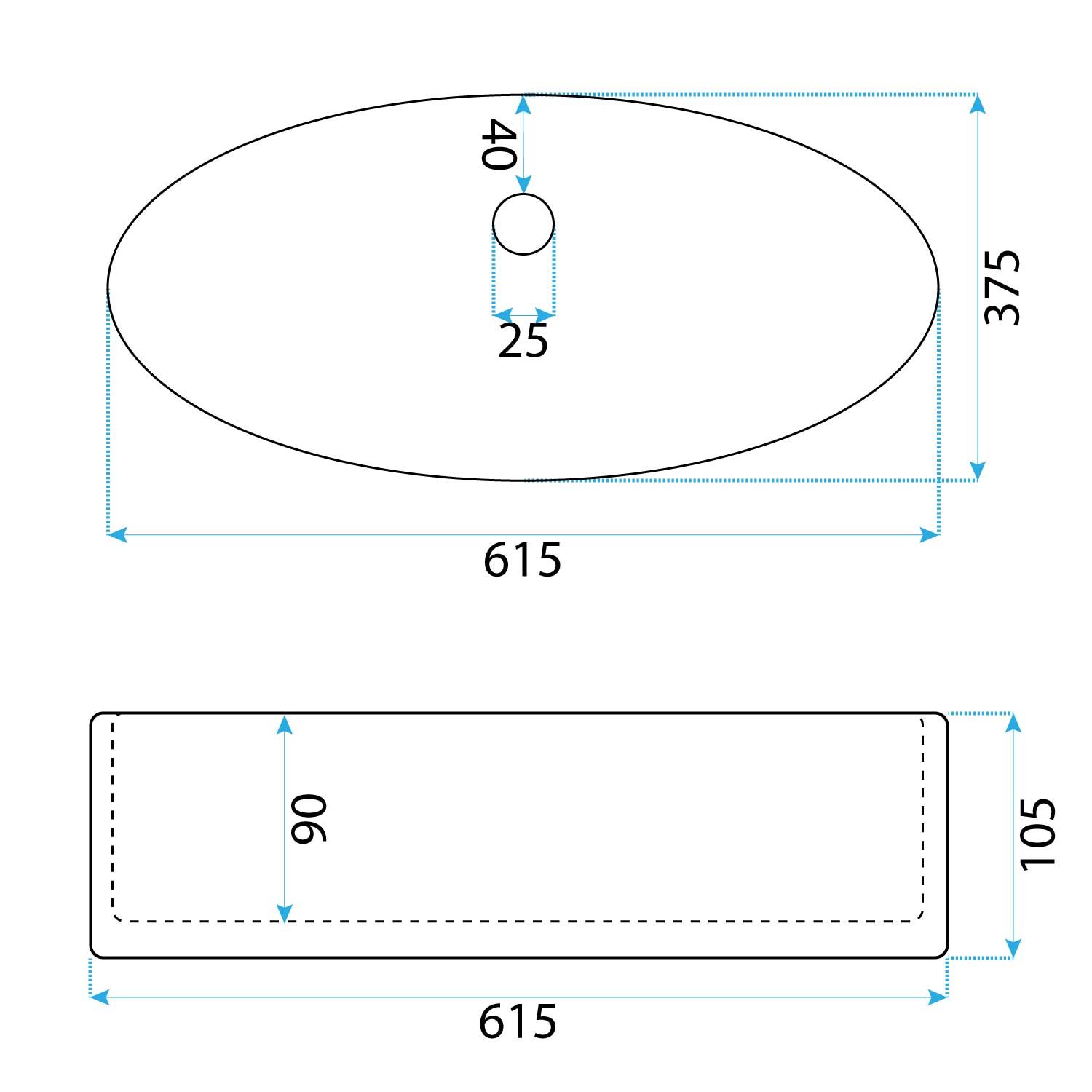 REA Malja-allas ADRIANA valkoinen, 62X37,5X10,5CM
