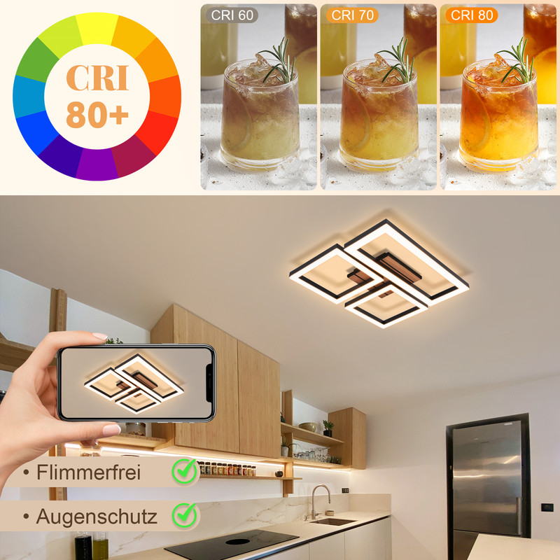 NETTLIFE LED-kattovalaisin, 21 W, musta, 3000 K lämmin valkoinen valo