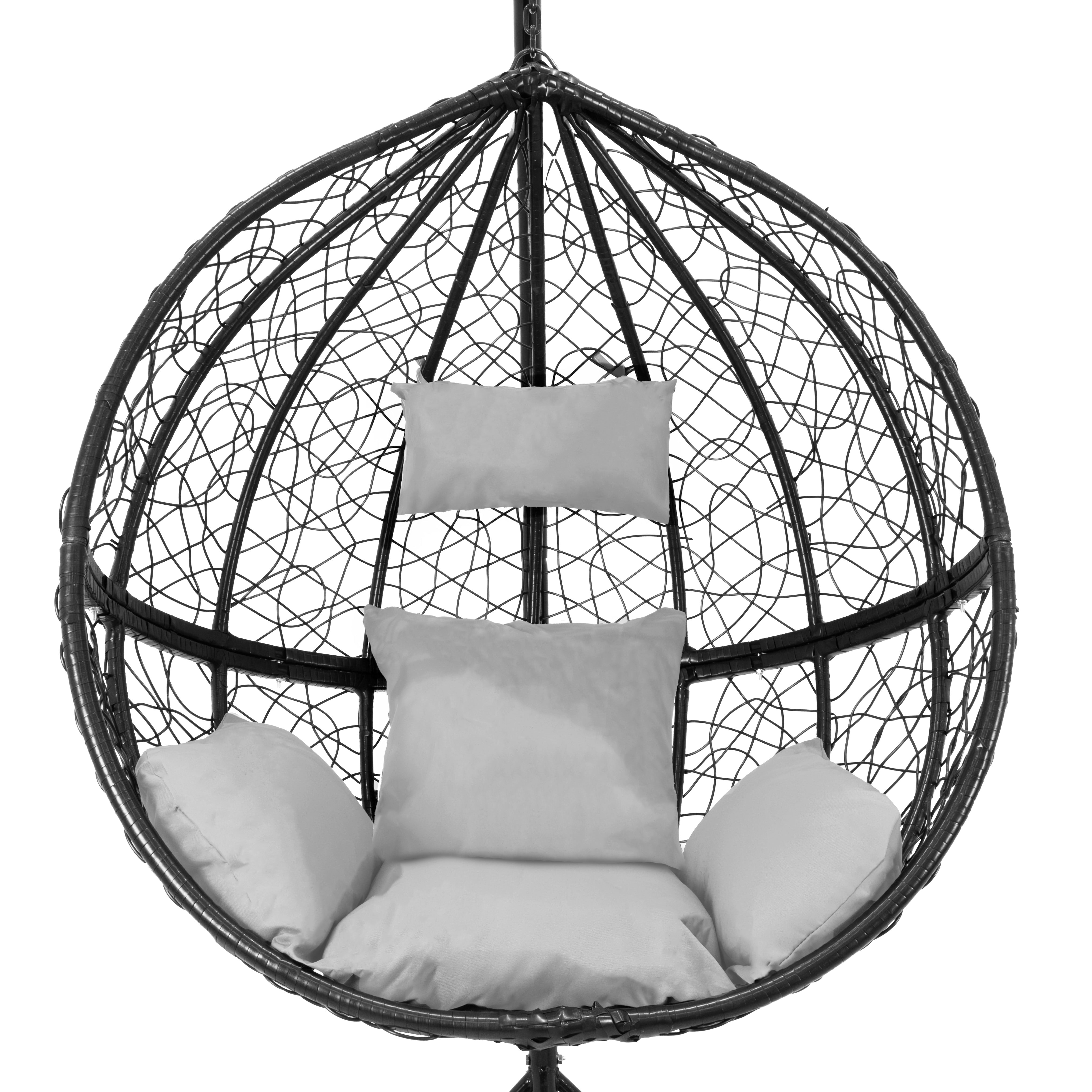 Roikkuva rottinki-munatuoli - musta