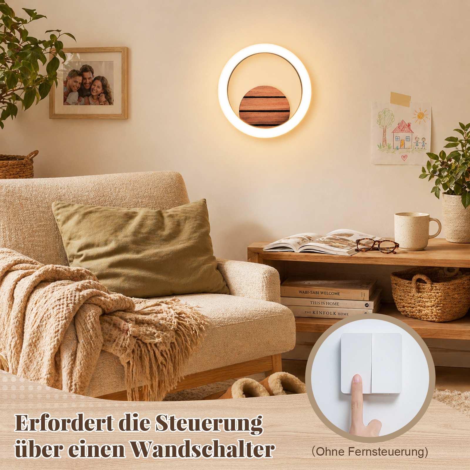 ZMH LED-seinävalaisin 6W 3000 K - Moderni seinävalaisin olohuoneeseen ja makuuhuoneeseen