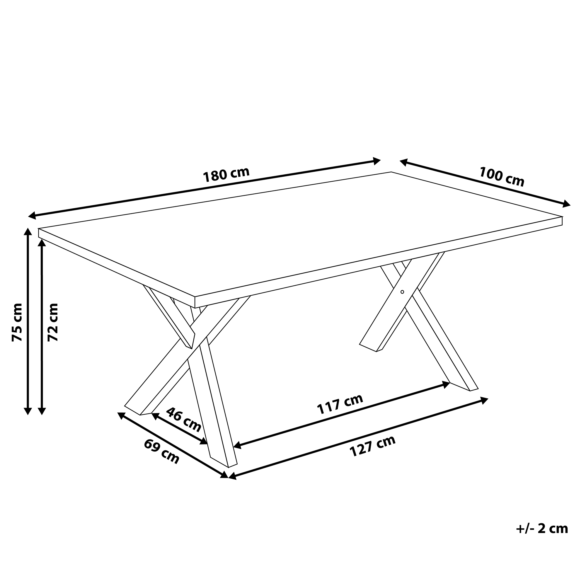 Ruokapöytä LISALA Musta 180 cm 100 cm
