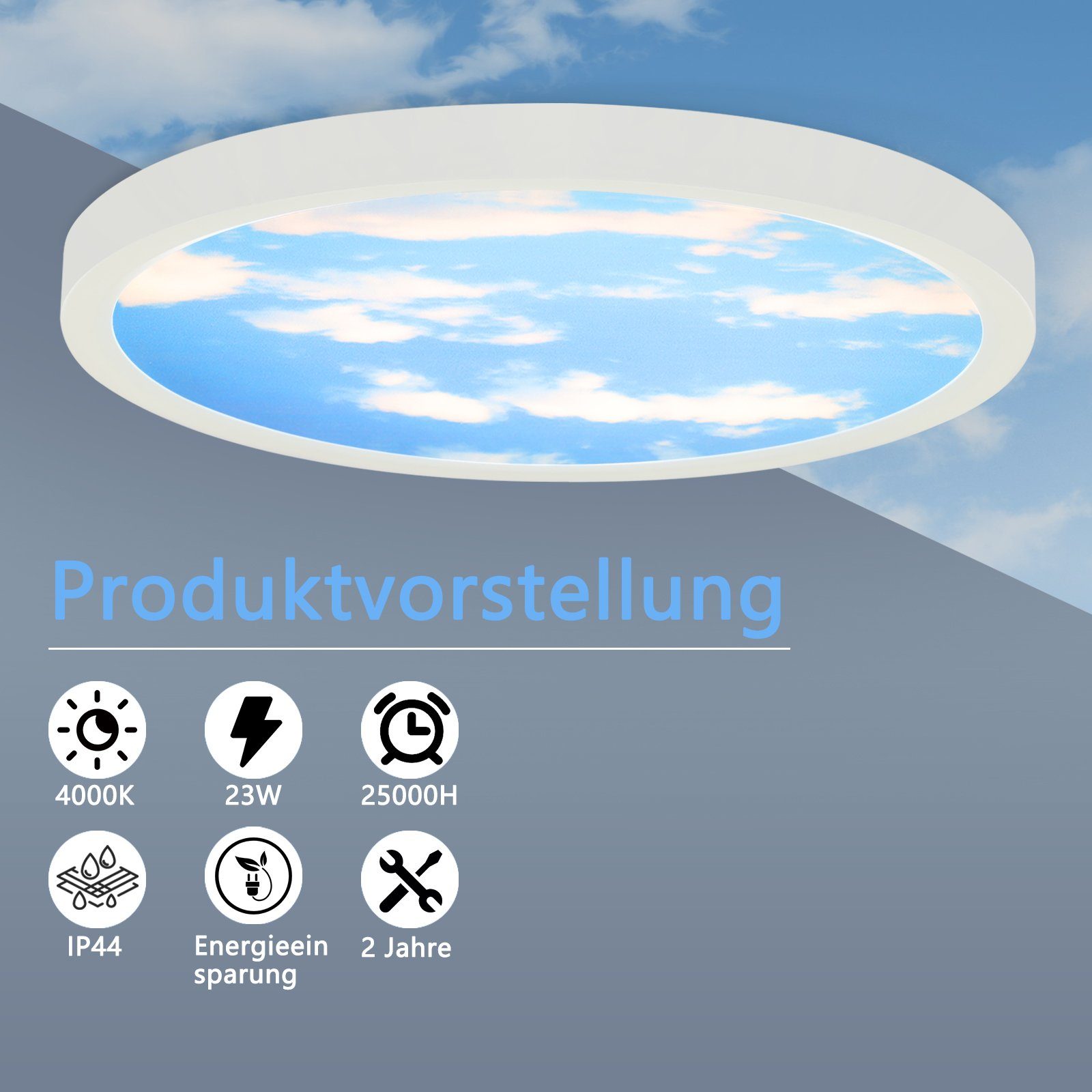 NETTLIFE LED - kattovalaisin, IP44 neutraalivalkoinen, 23cm 23WKylpyhuone 4000K, lastenhuone Kylpyhuonevalaistus Käytävä pyöreäKylpyhuoneen valaisin