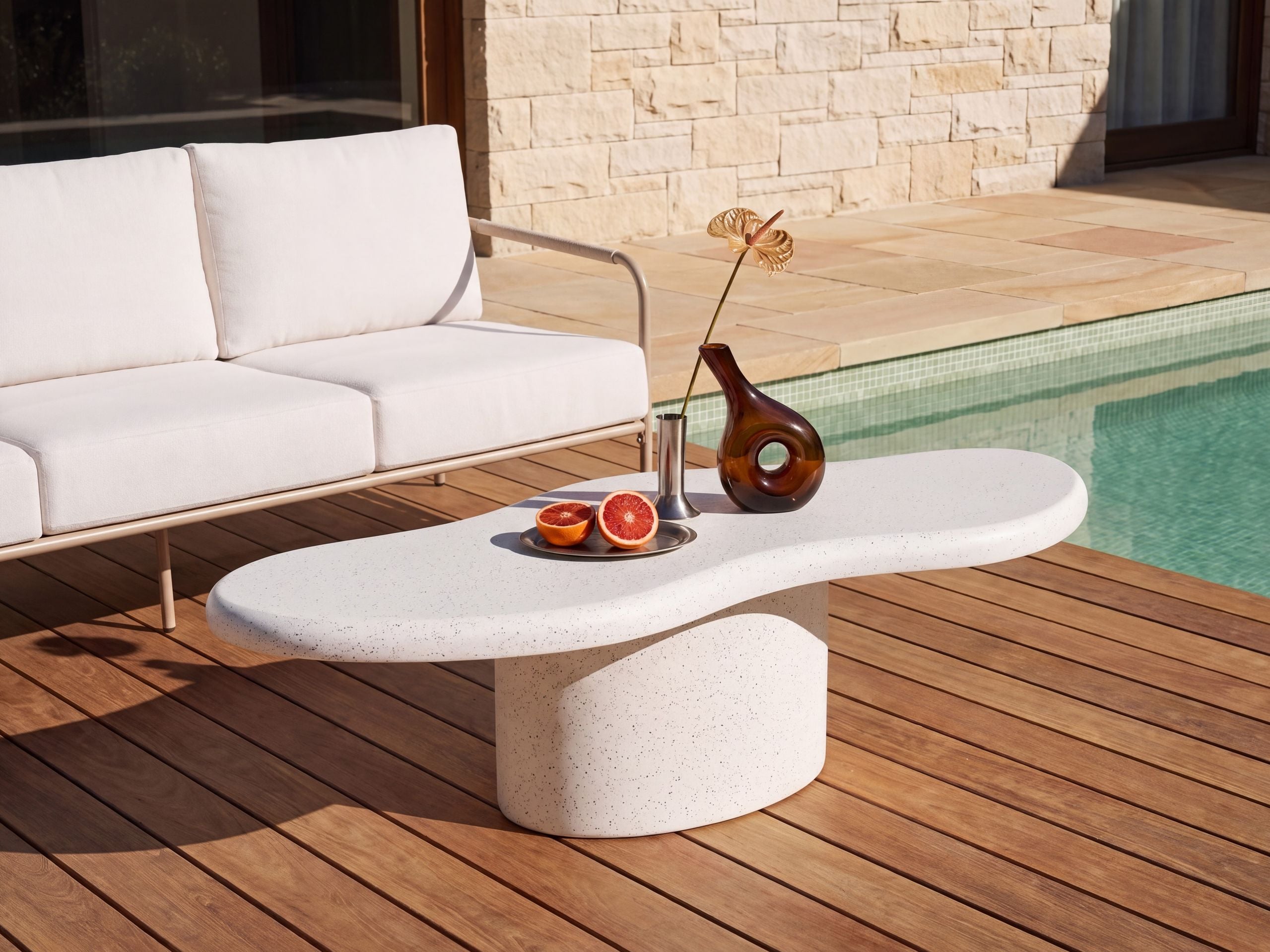 Sohvapöytä CONZA 57 cm 120 cm Terrazzo-kuvio Valkoinen