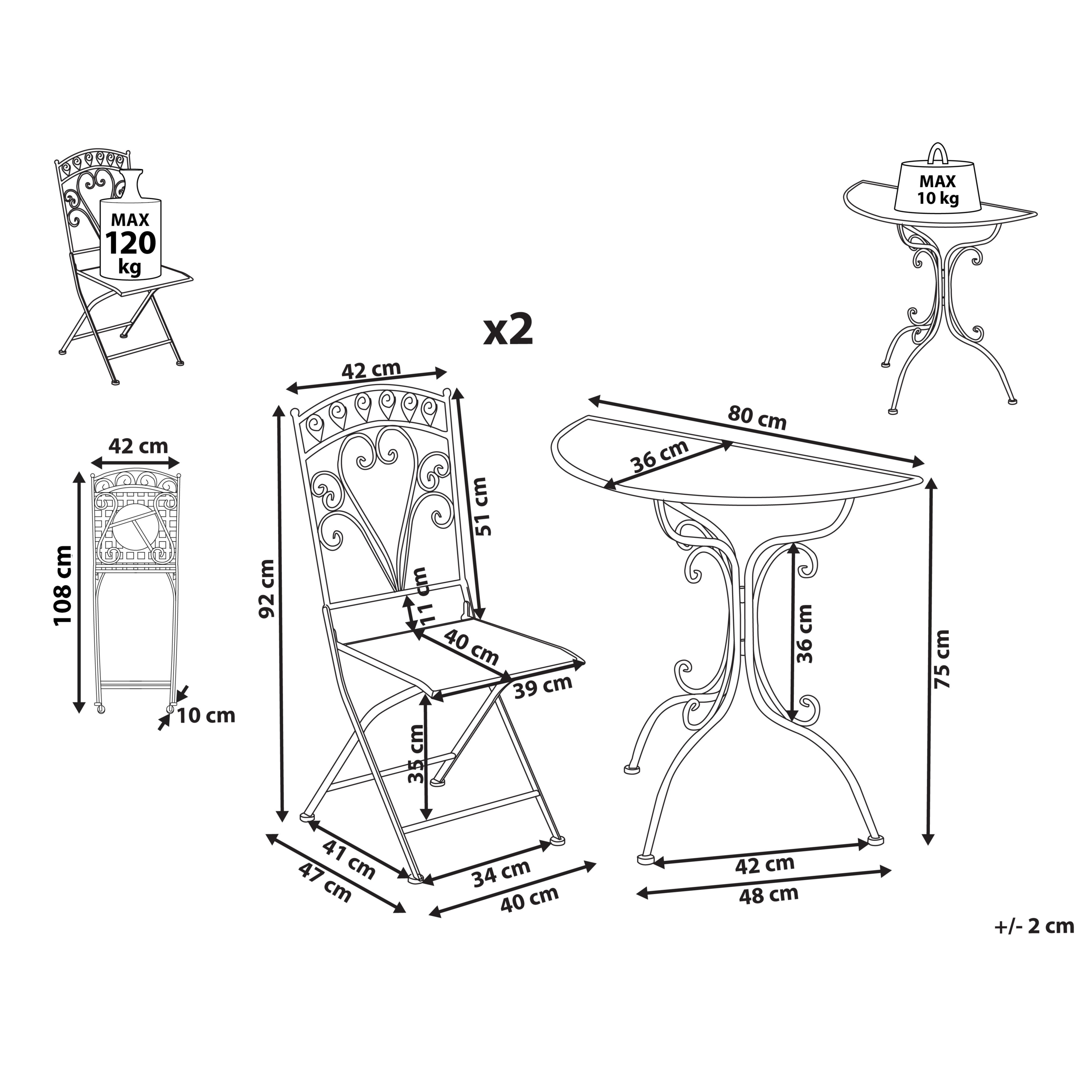 Bistrosetti NURRA metalli Harmaa