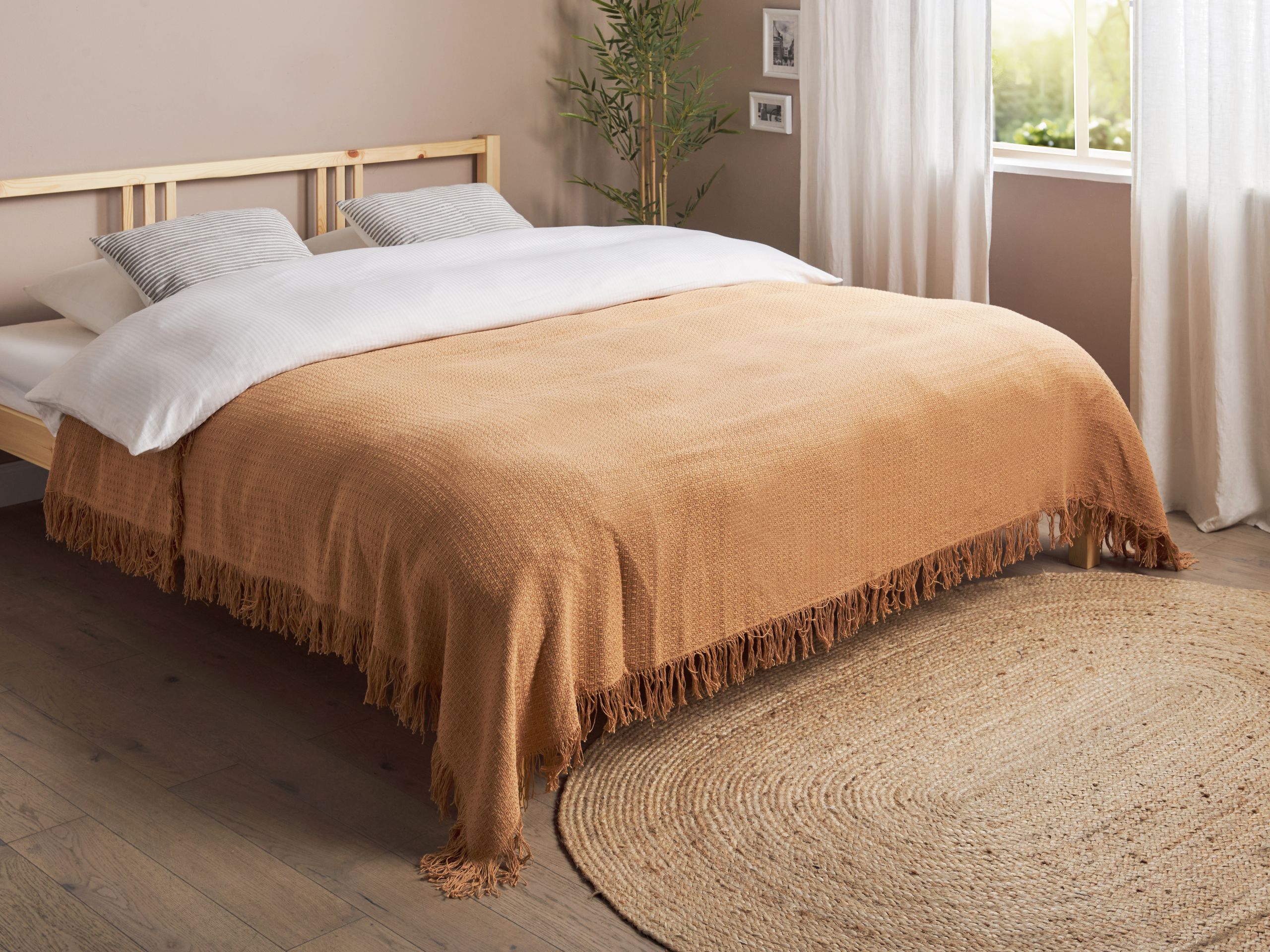 Päiväpeitto YERBENT puuvilla 200 x 220 cm Kullanruskea