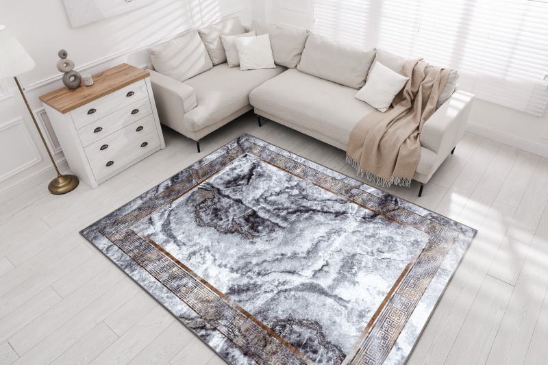 MIRO 51278.812 matto Marmori, kreikkalainen liukumaton - harmaa / kultaa 140x190 cm