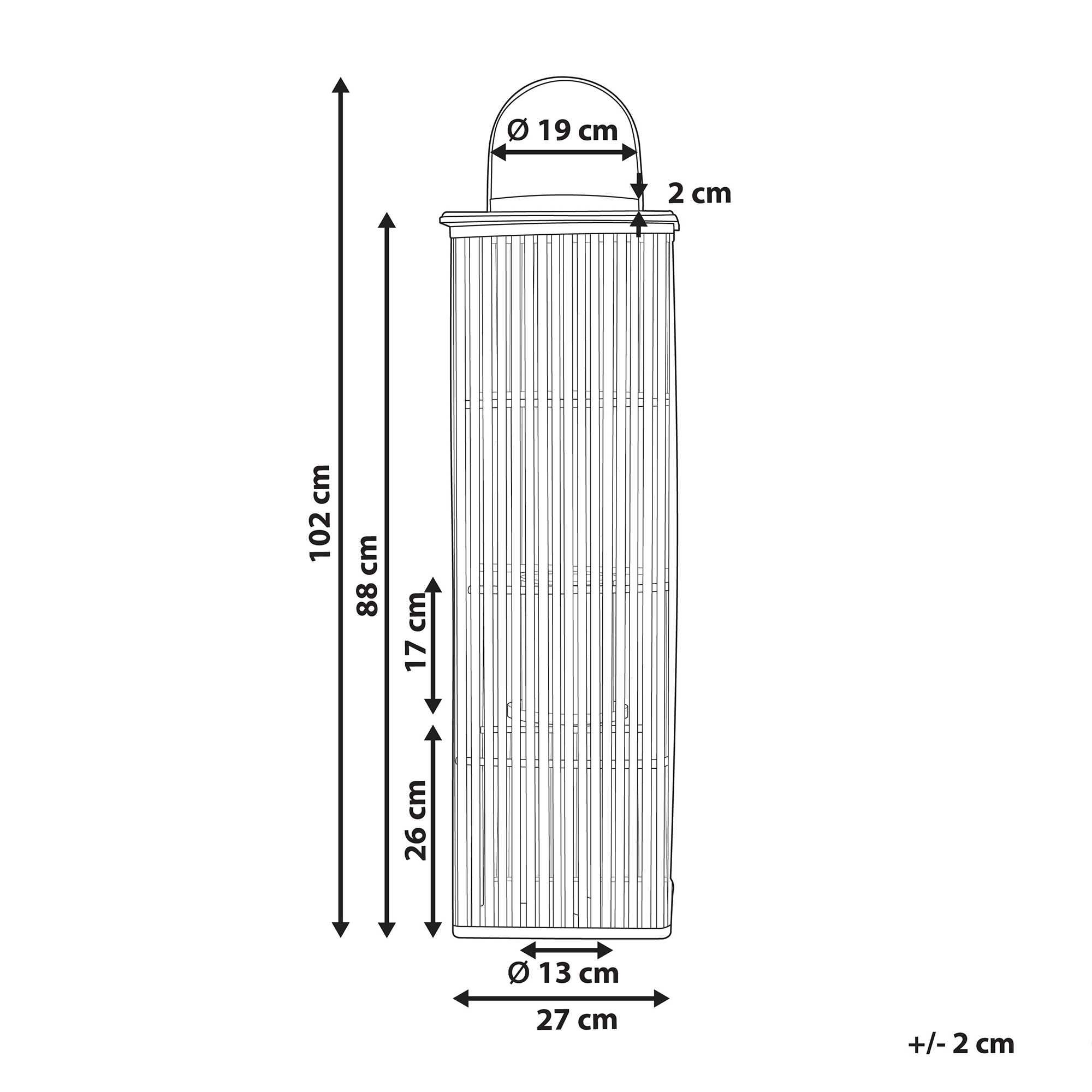 Lyhty BALABAC bambu 88 cm Vaaleanruskea