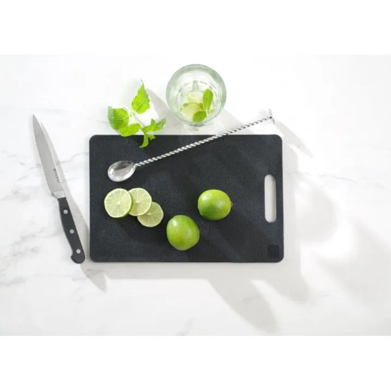 Yleiskäyttöinen leikkuulauta kahvalla 250 x 150 mm musta - Hendi 826478