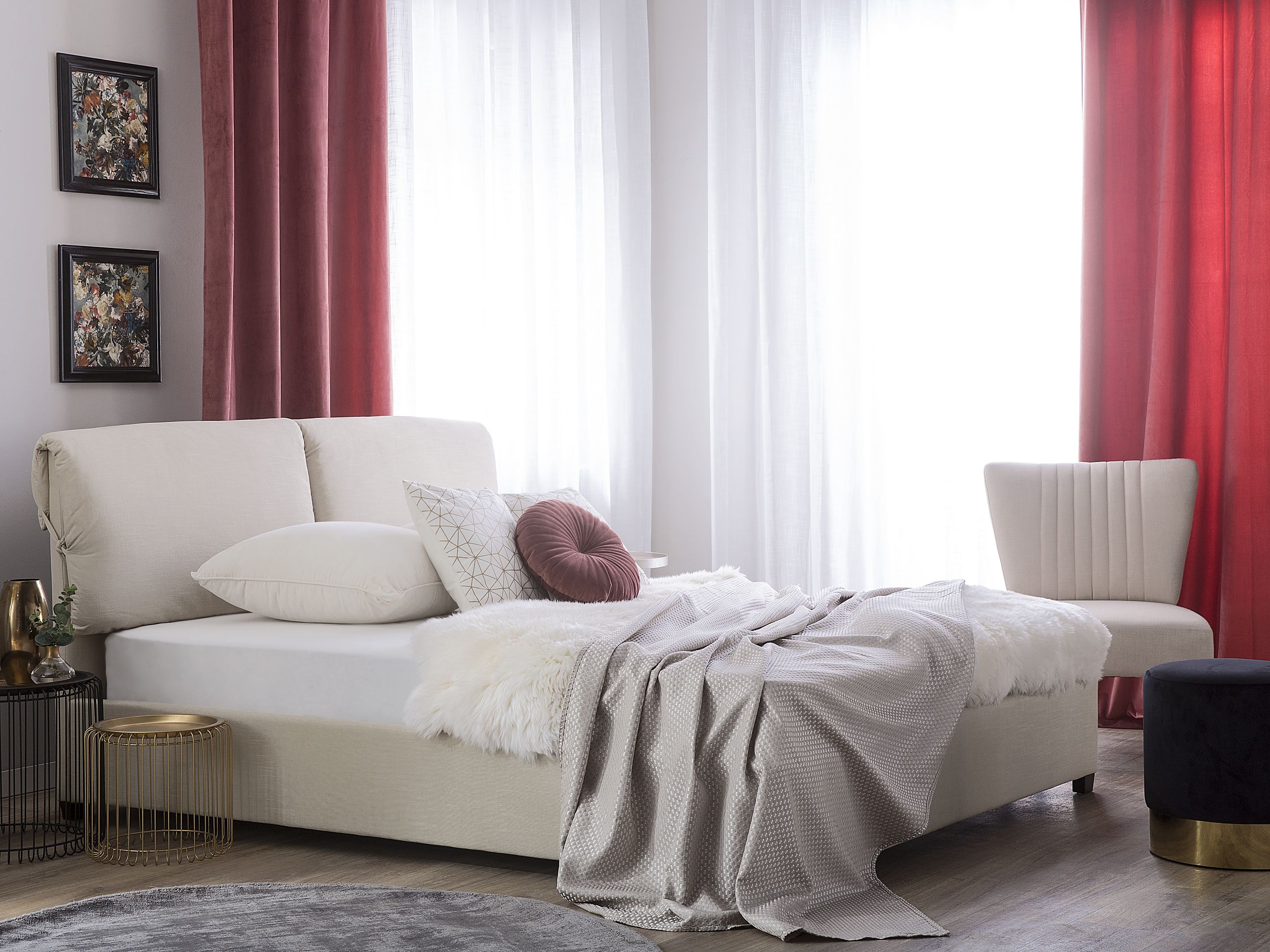 Sänky Kangas BELFORT 140 x 200 cm Vaaleanbeige