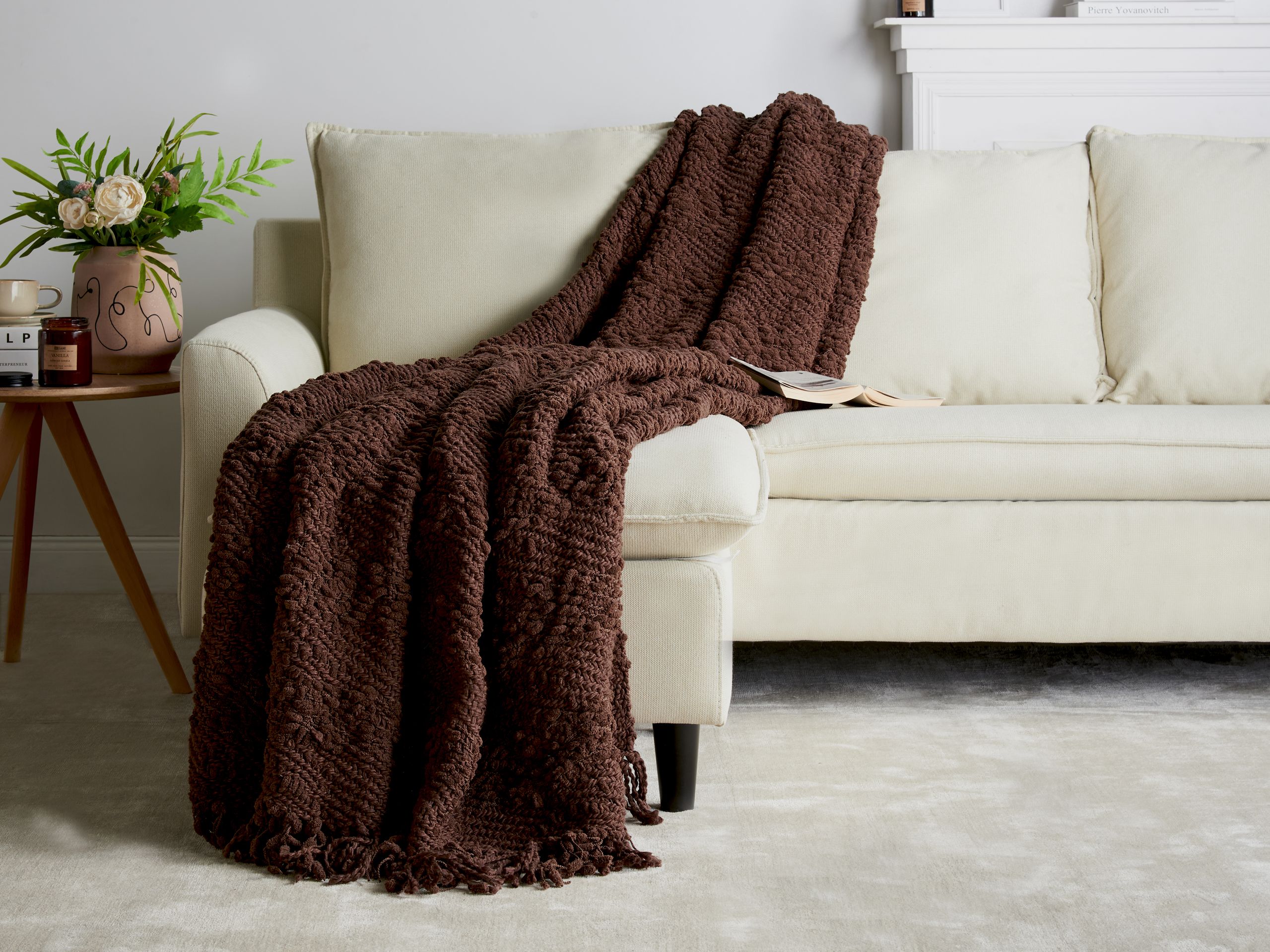 Torkkupeitto VELLA puuvilla 200 x 220 cm Ruskea