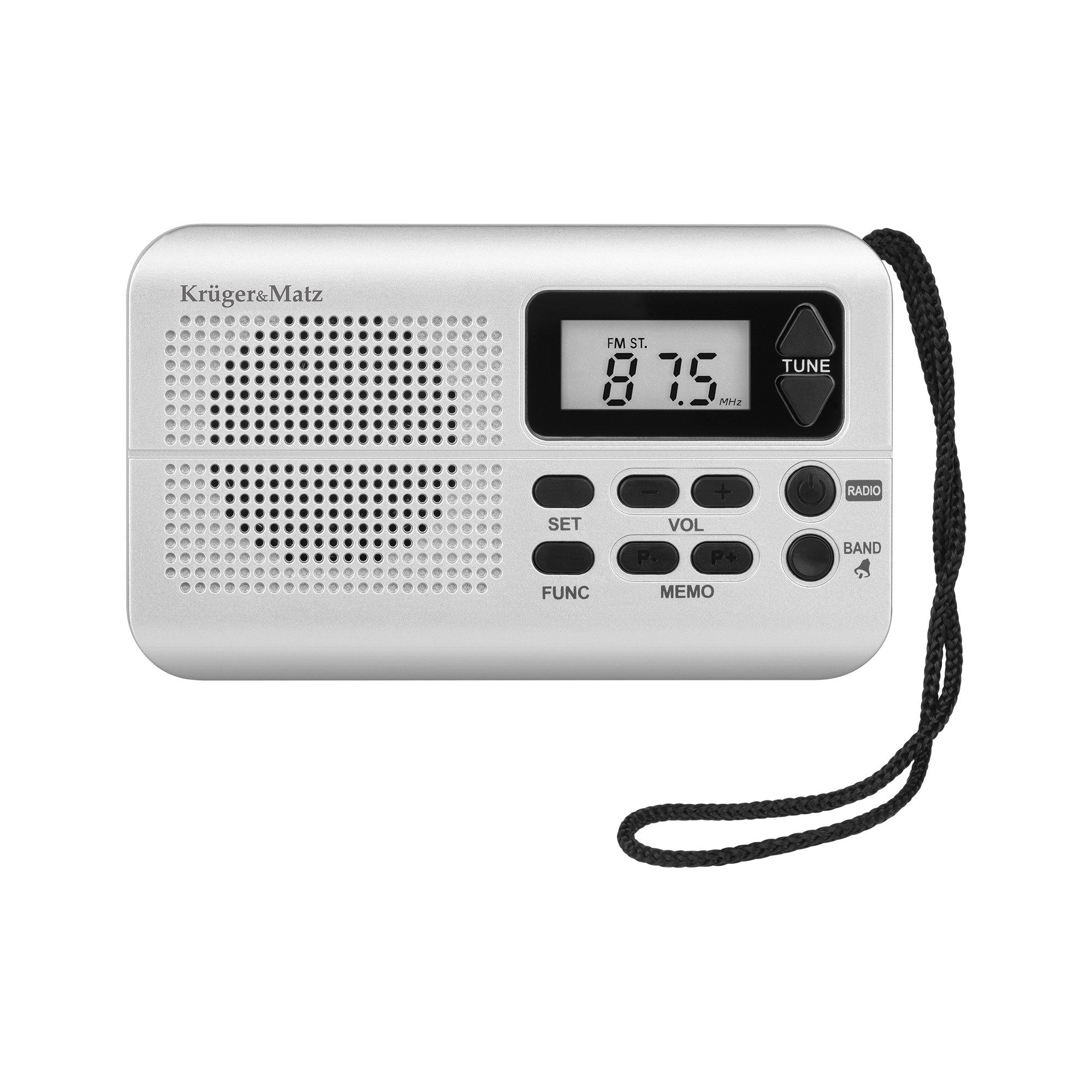 KrugerMatz kannettava FM AM JACK -paristokäyttöinen radio