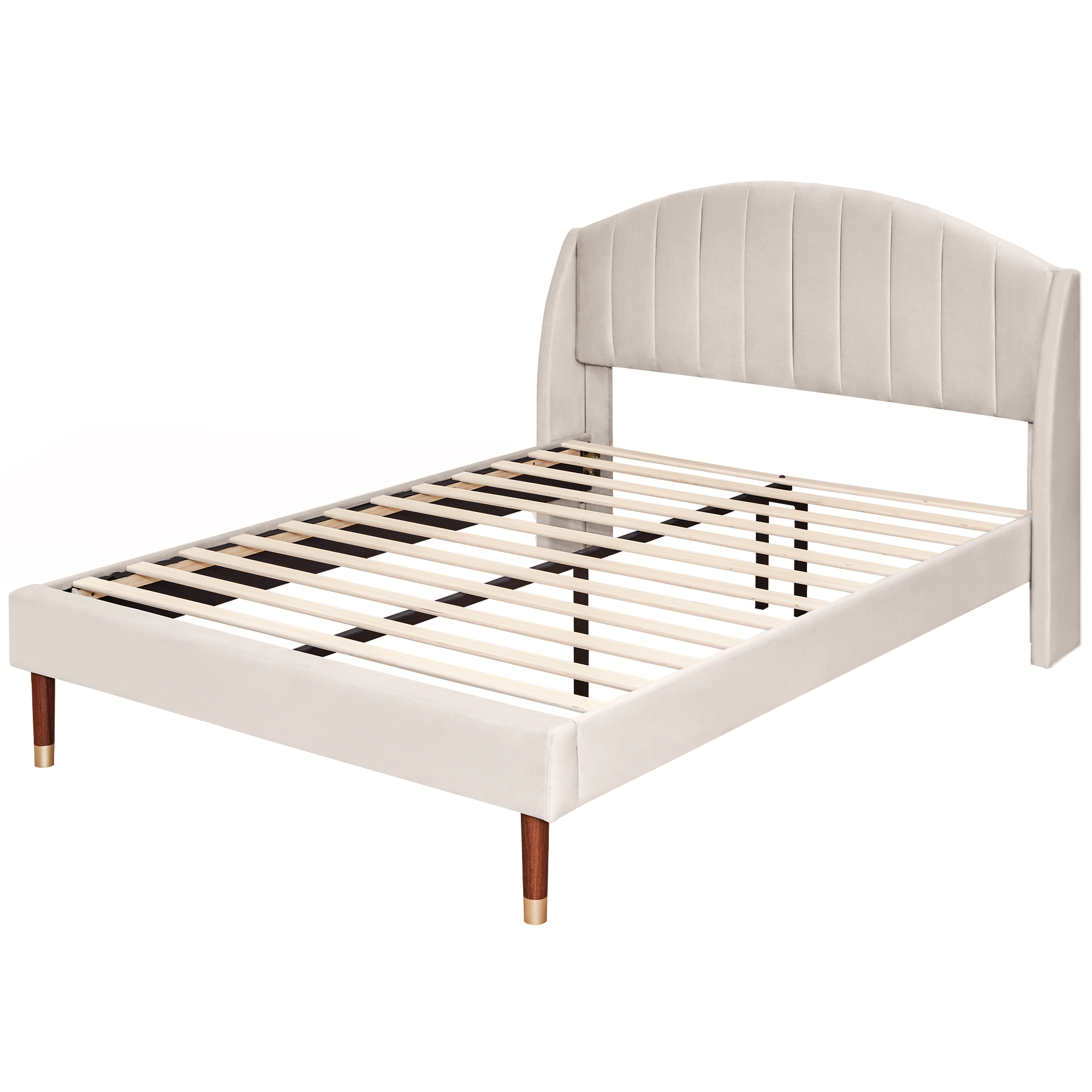 Verhoiltu Sänky 140 x 190 cm, Beige Sametti