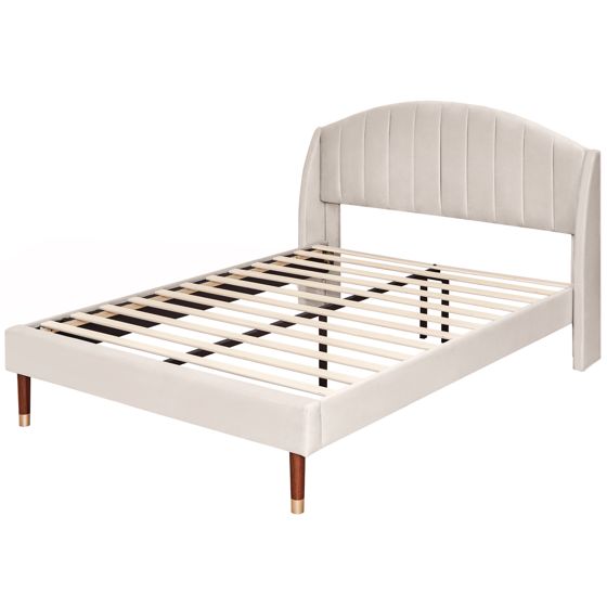 Verhoiltu Sänky 140 x 190 cm, Beige Sametti