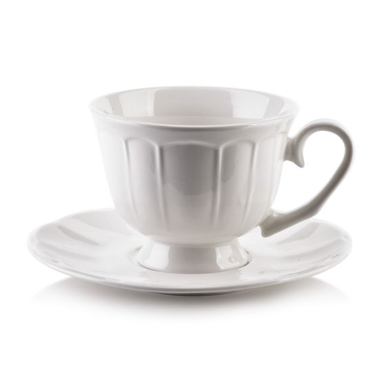 Kahvikuppi + aluslautanen Bone China Mondex HELLA 250 ml Valkoinen 1 kpl