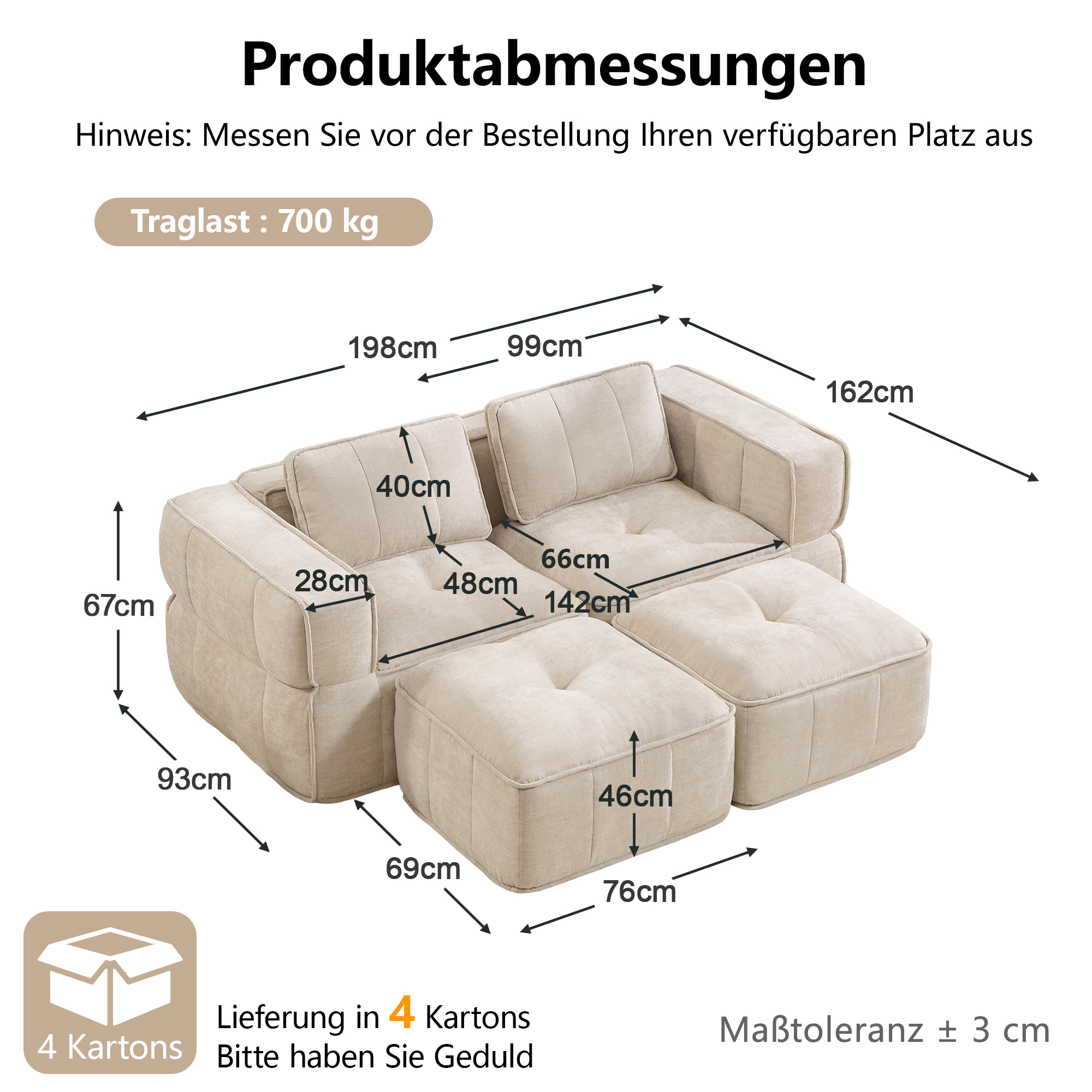 moduulisohva 2-paikkainen beige kangas moderni säilytystilalla varustettu