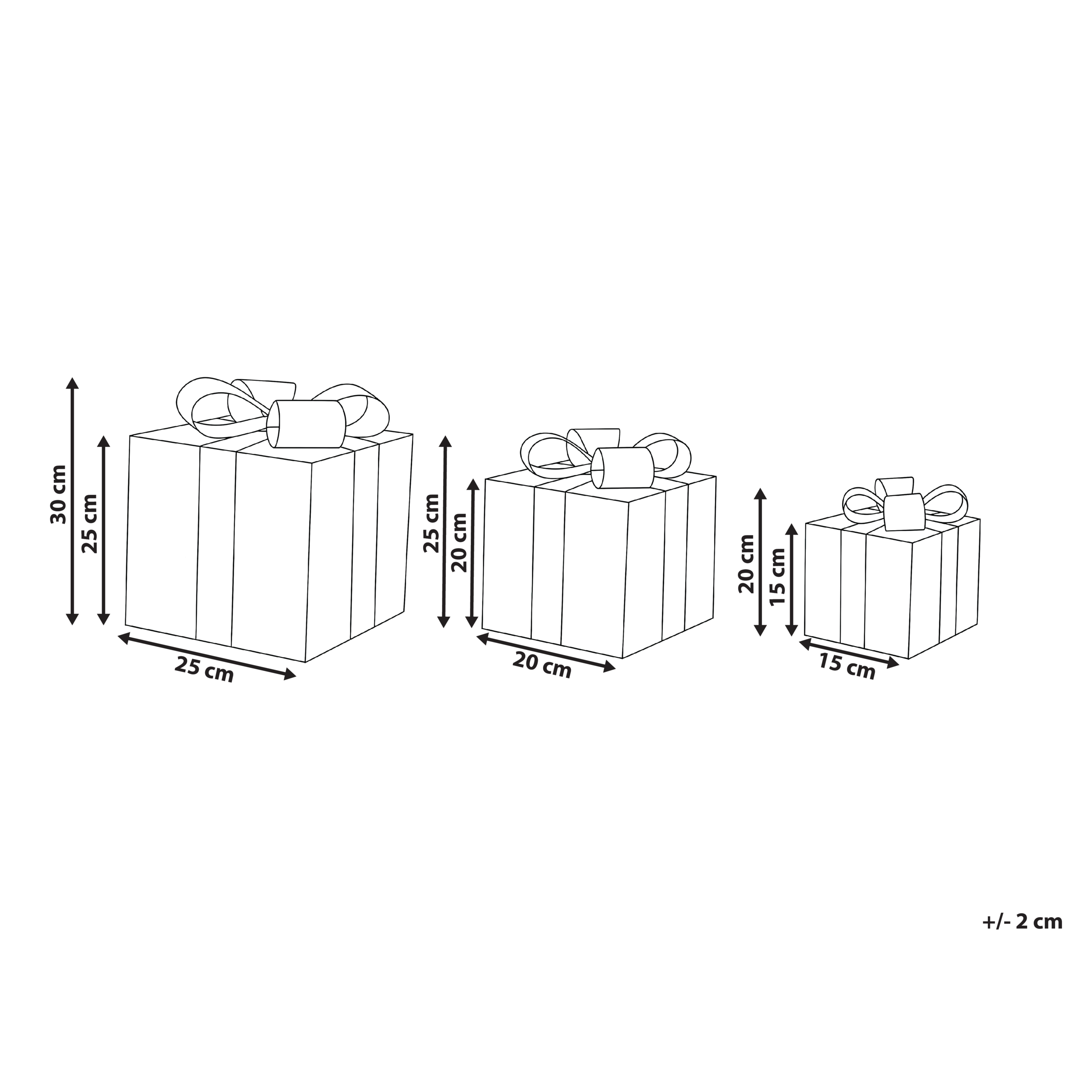 Joulukoristesetti 3 kpl LED-valo TISSO Joululahja 20/25/30 cm Ruskea
