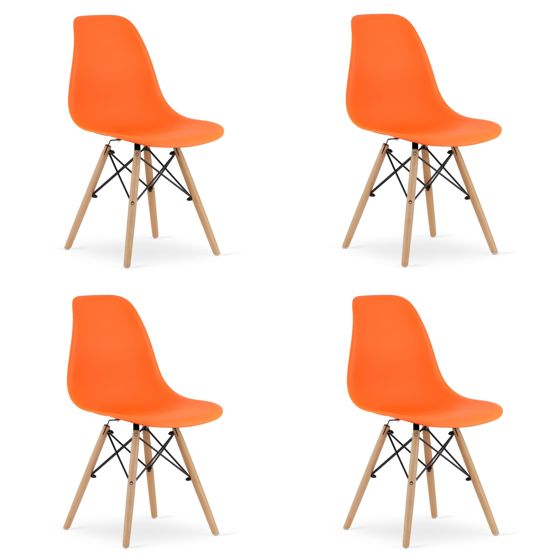 OSAKA-tuoli, oranssi, luonnonväriset jalat (4 kpl)