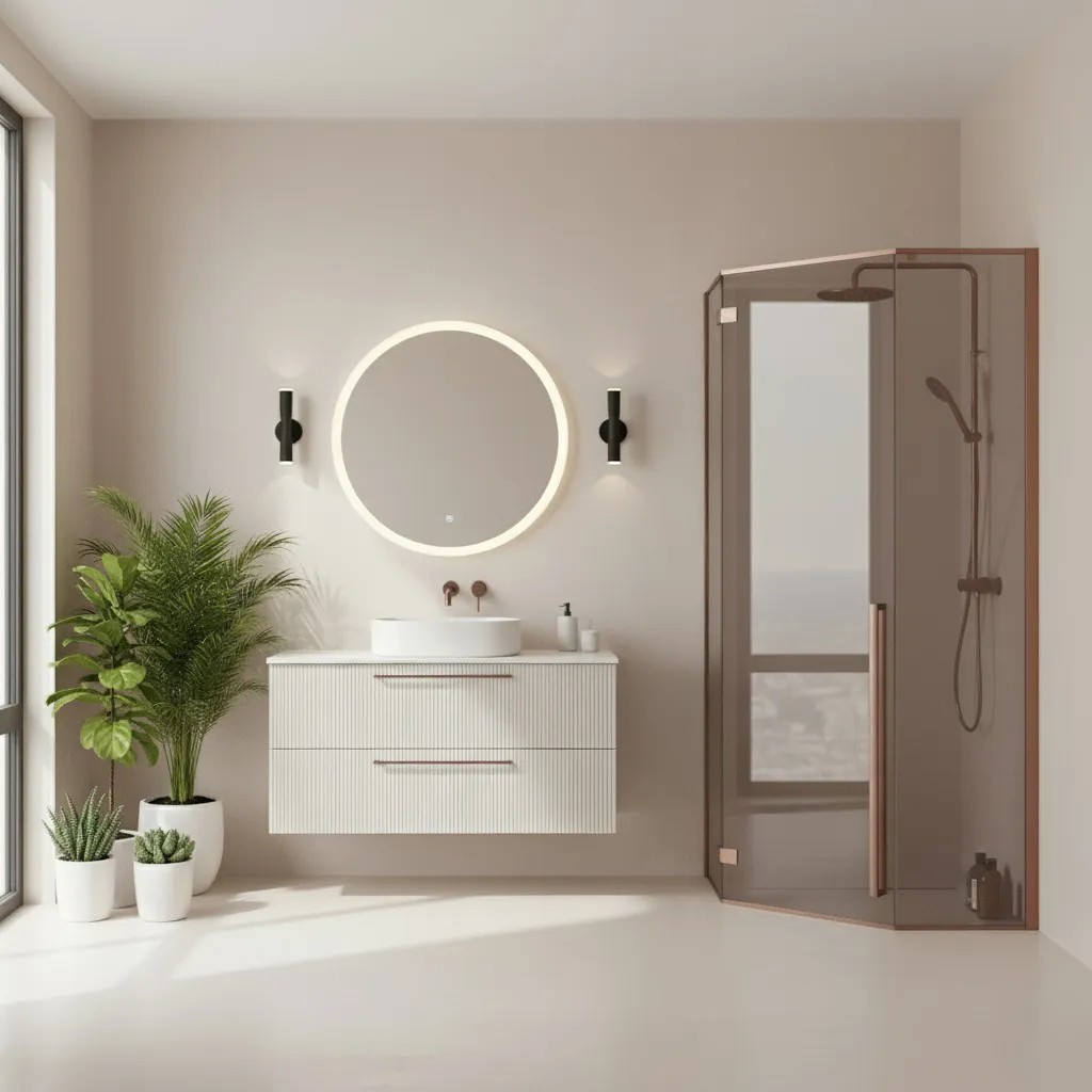 REA Suihkukaappi Diamond 90 x 90 harjattu kupari, 90X90X195CM