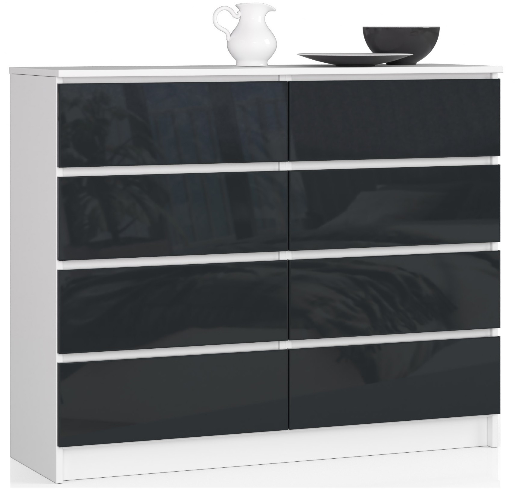 Akord Lipasto Laatikolla Valkoinen/Grafiitti Korkeakiilto 120x40x99