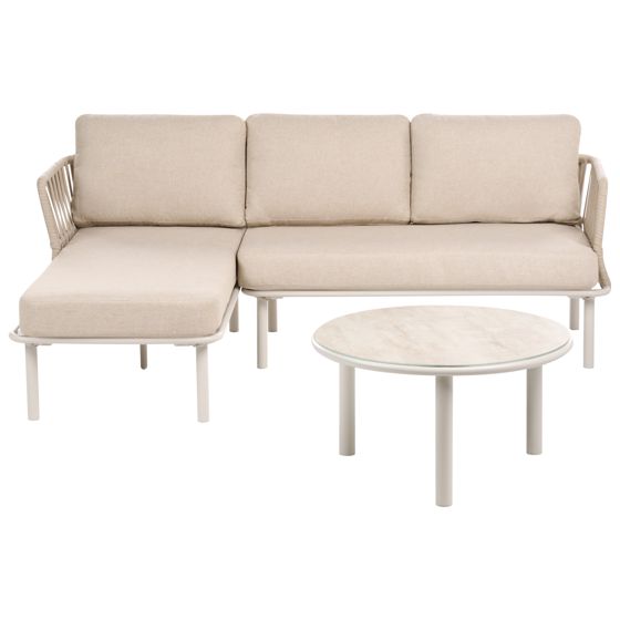 Ulkokulmasohva ja pöytä 3-istuttava ORTE Metalli Beige Oikea