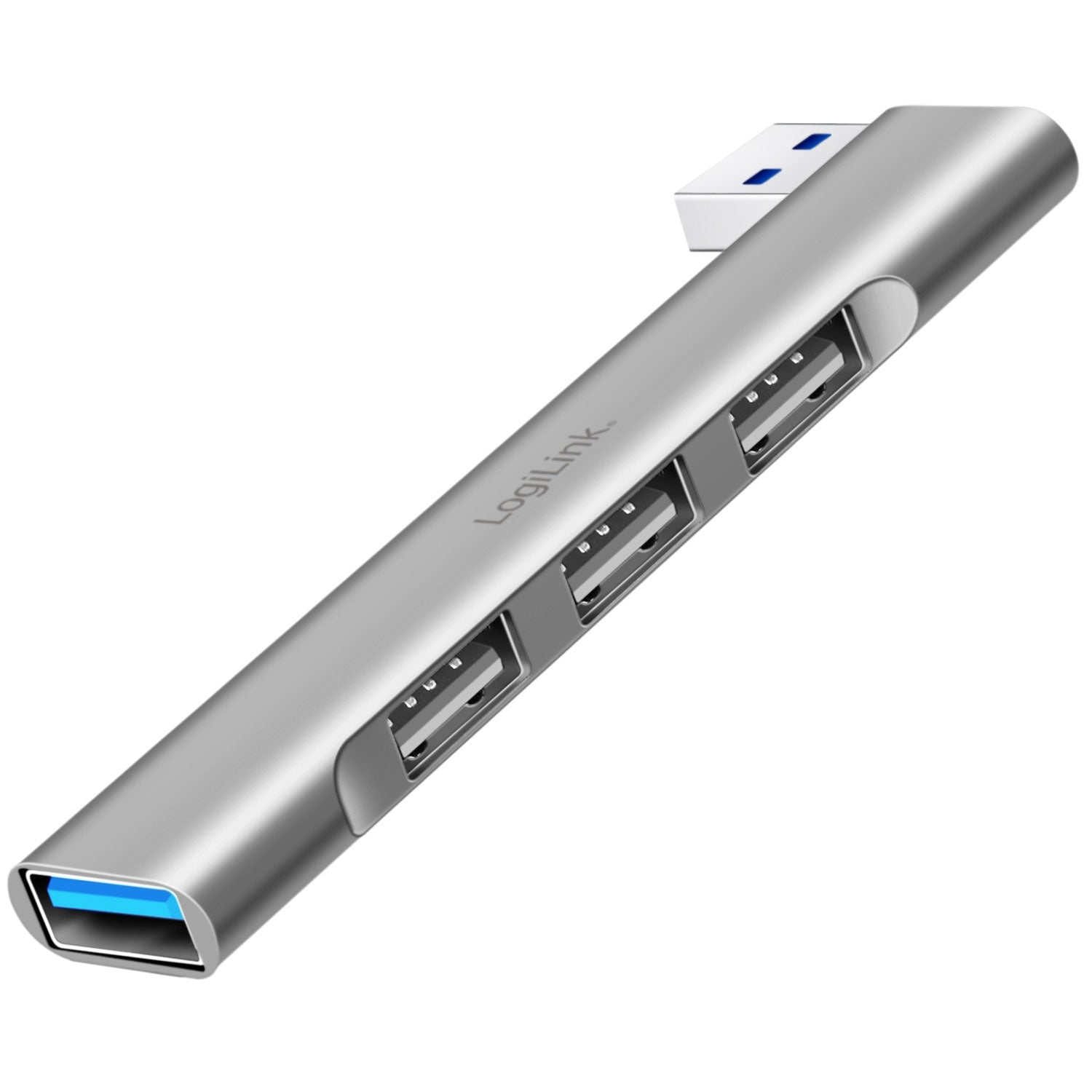 USB-A-keskitin – 4 porttia, 1×USB 3.0, 3×USB 2.0, alumiinikotelo