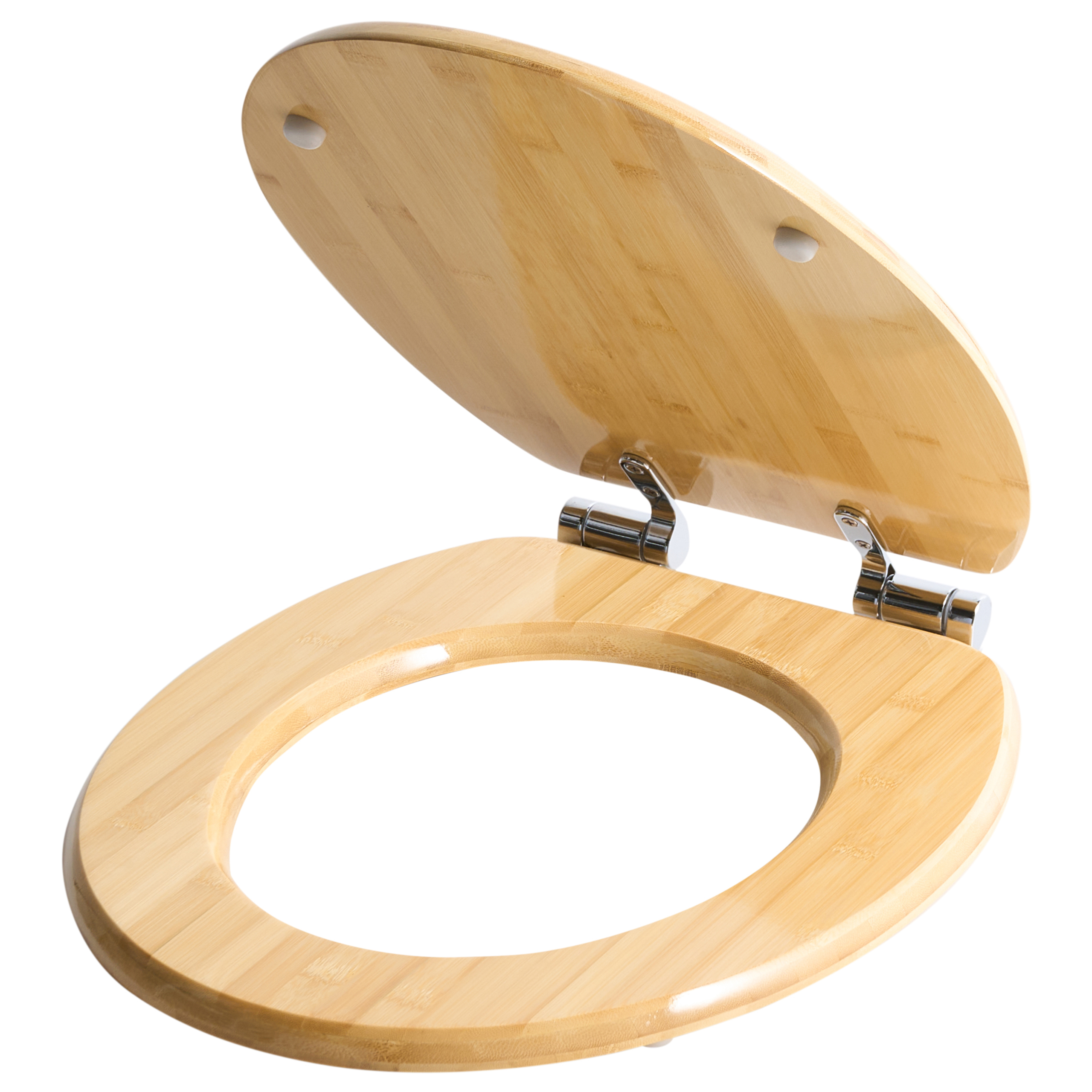 WC-istuinkansi CUAREIM pehmeästi sulkeutuva bambu Vaaleanruskea