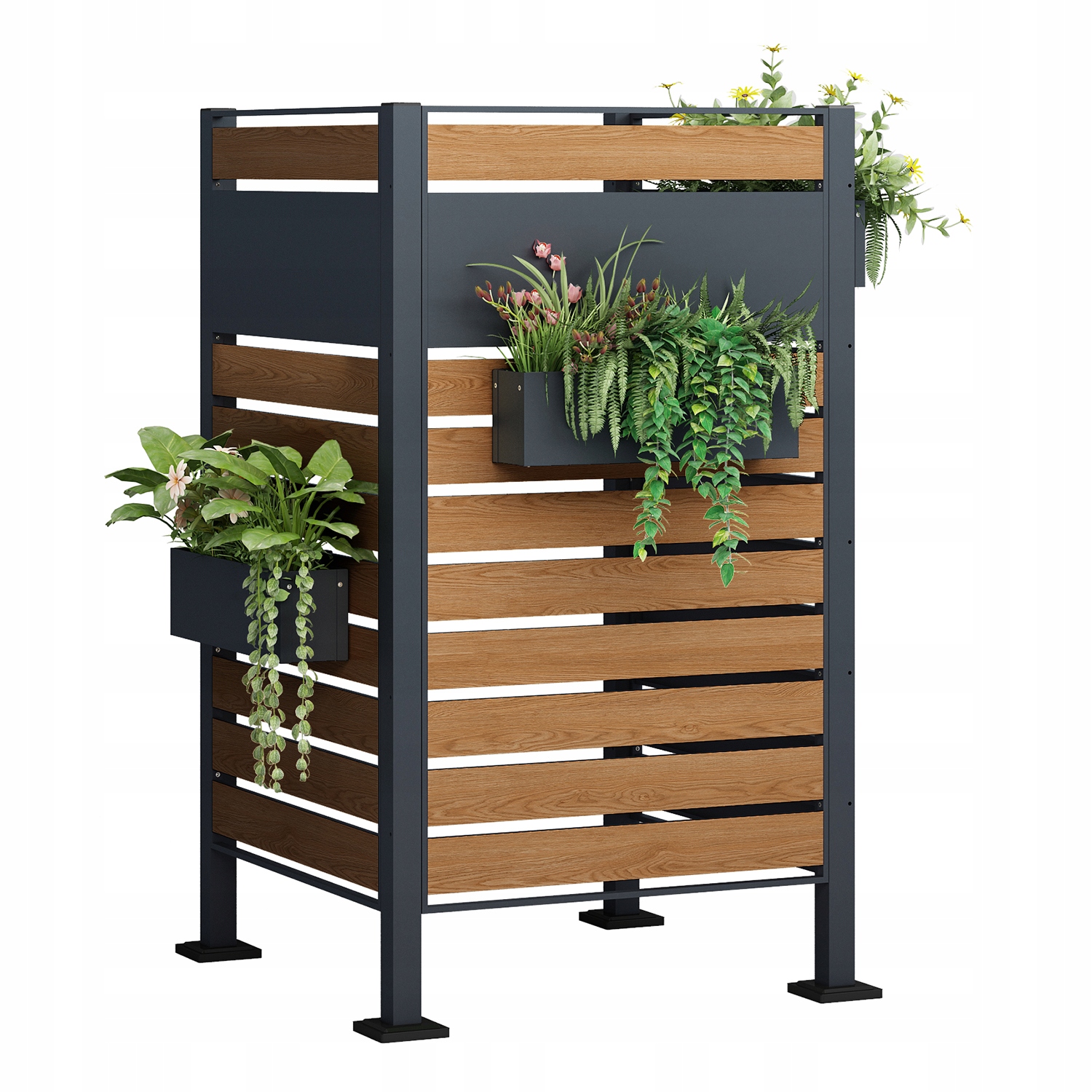 Roska-astian suojapaneeli, 3 paneelia, antrasiitti + puujäljitelmä