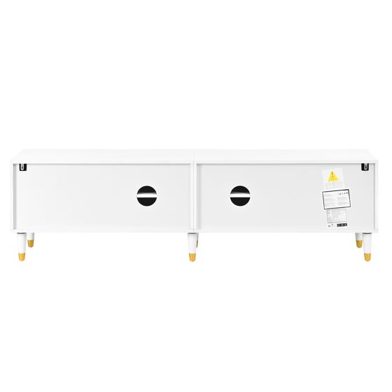 TV-taso 180x40x50 cm valkoinen lastulevy MDF säilytyksellä liukuovilla ja massiivipuuisilla jaloilla