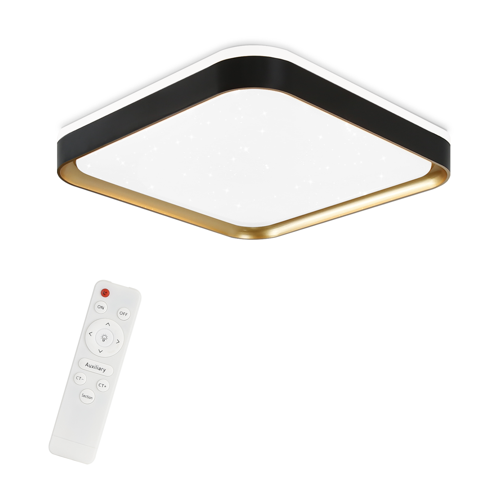 NETTLIFE moderni neliönmuotoinen, LED-kattovalaisin, 32 W, mustakulta himmennettäväKaukosäätimellä eteisvalaisimella, 30 cm, olohuoneeseen