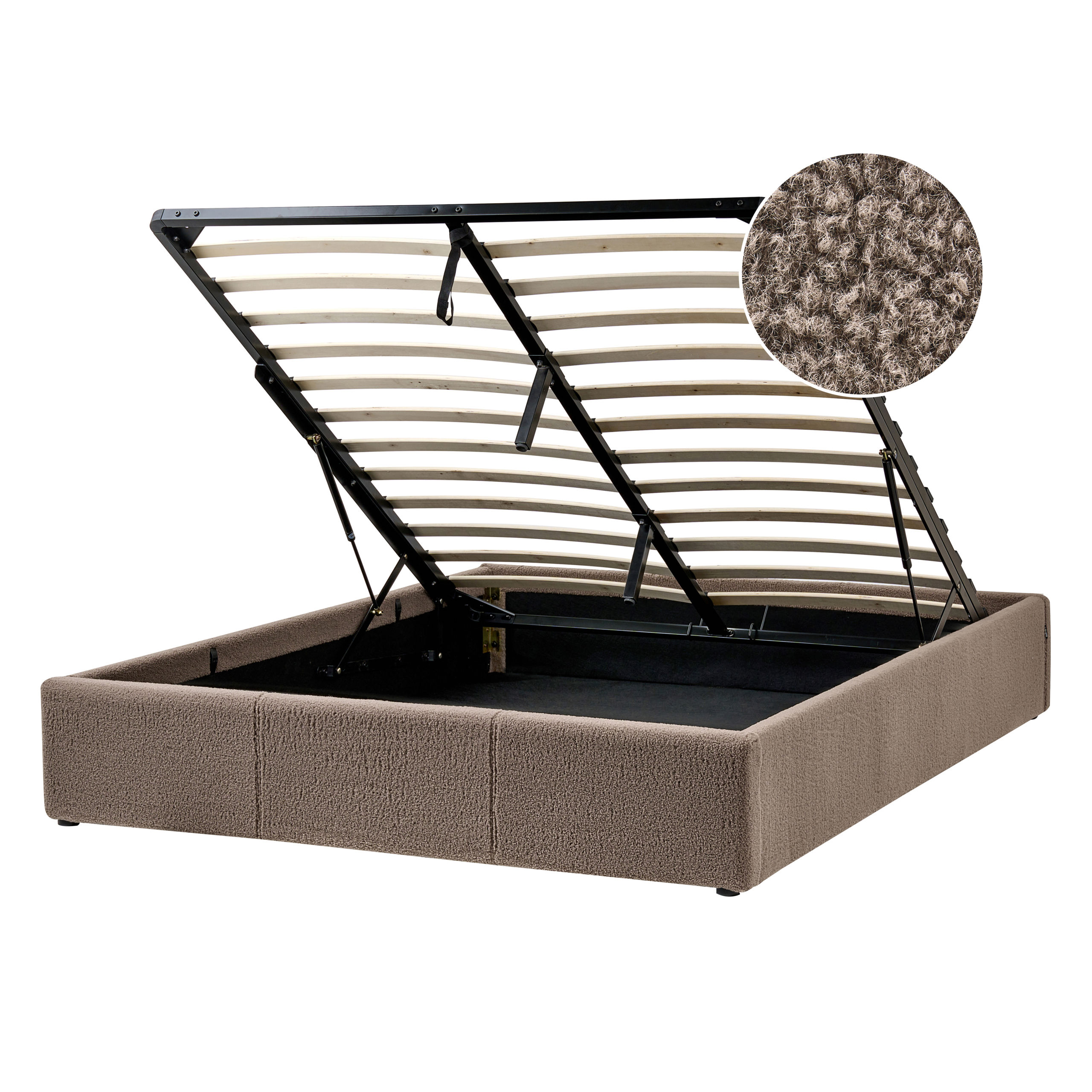 Sänky säilytystilalla ilman sängynpäätyä buklee DINAN 140 x 200 cm Ruskeanharmaa