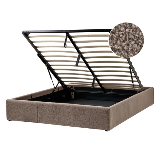 Sänky säilytystilalla ilman sängynpäätyä buklee DINAN 140 x 200 cm Ruskeanharmaa