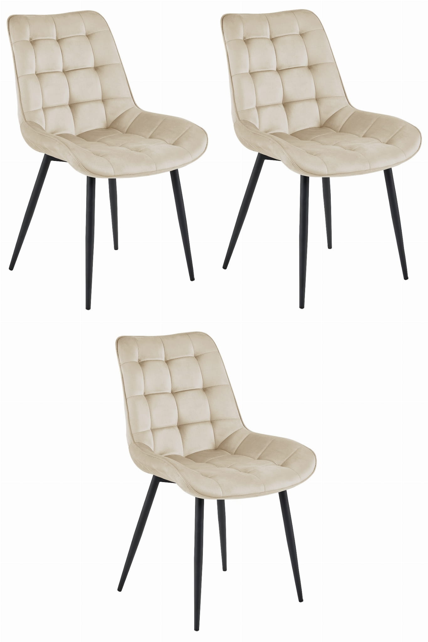 BERA-tuoli, beige sametti, mustat jalat (3 kpl)