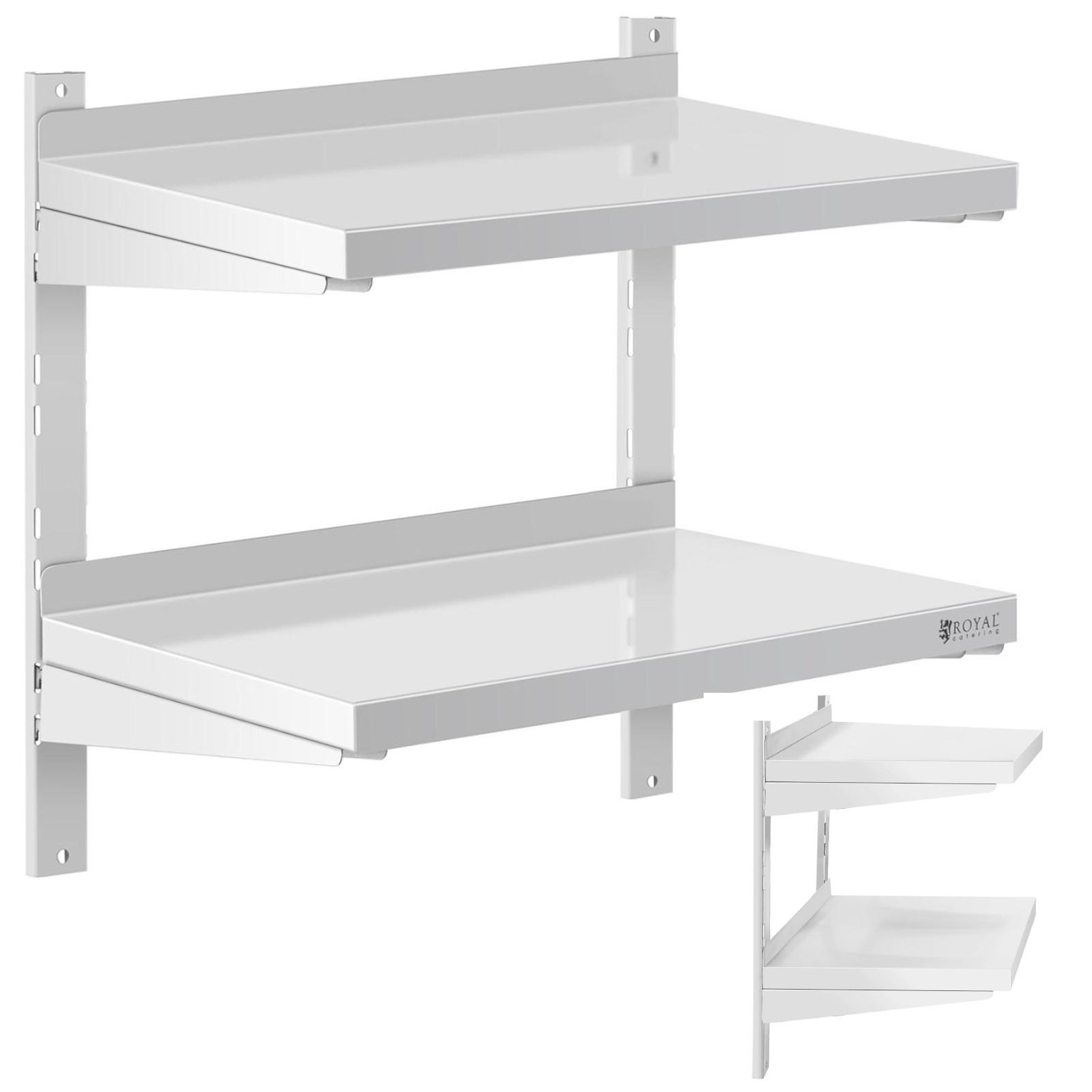 Kaksinkertainen säädettävä seinälle ripustettava tarjoiluhylly STEEL 60 x 40 cm