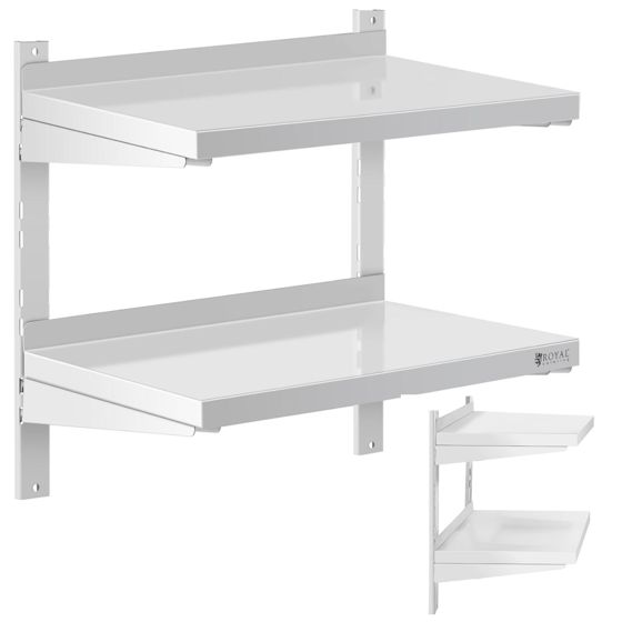 Kaksinkertainen säädettävä seinälle ripustettava tarjoiluhylly STEEL 60 x 40 cm