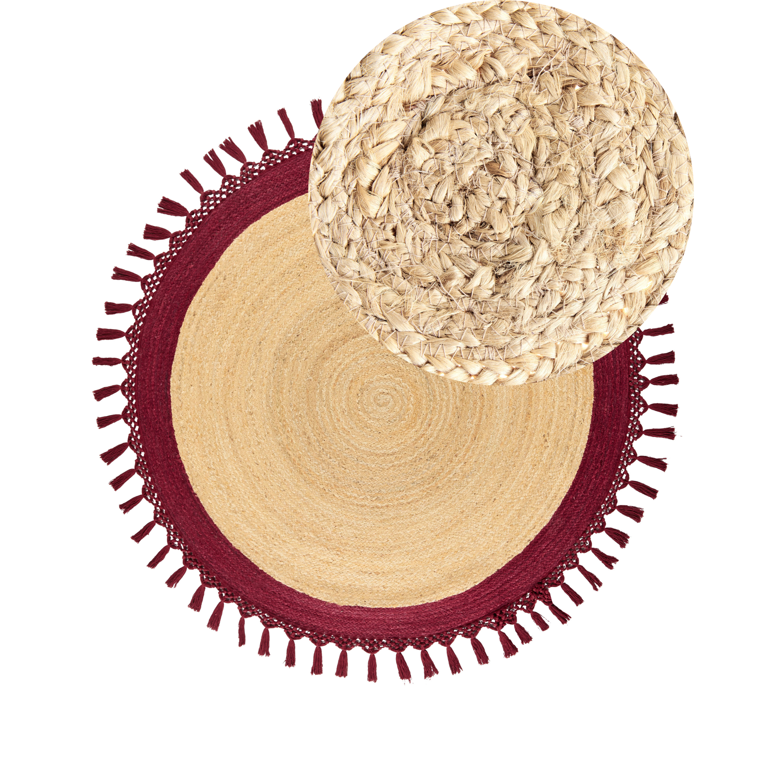 Matto MARTS Tummanpunainen ø 140 cm Juutti