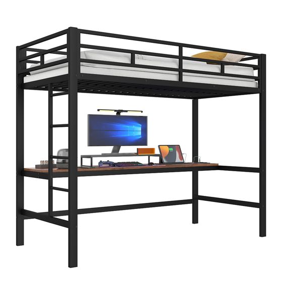 Metallinen 90x200 cm sänky USB- ja pistorasialla, patja ei sisälly