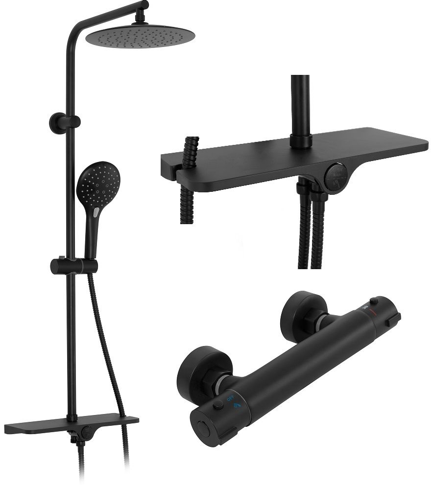 REA suihkusetti MIKE THERMOSTAT musta, 52X27,5X98,5CM