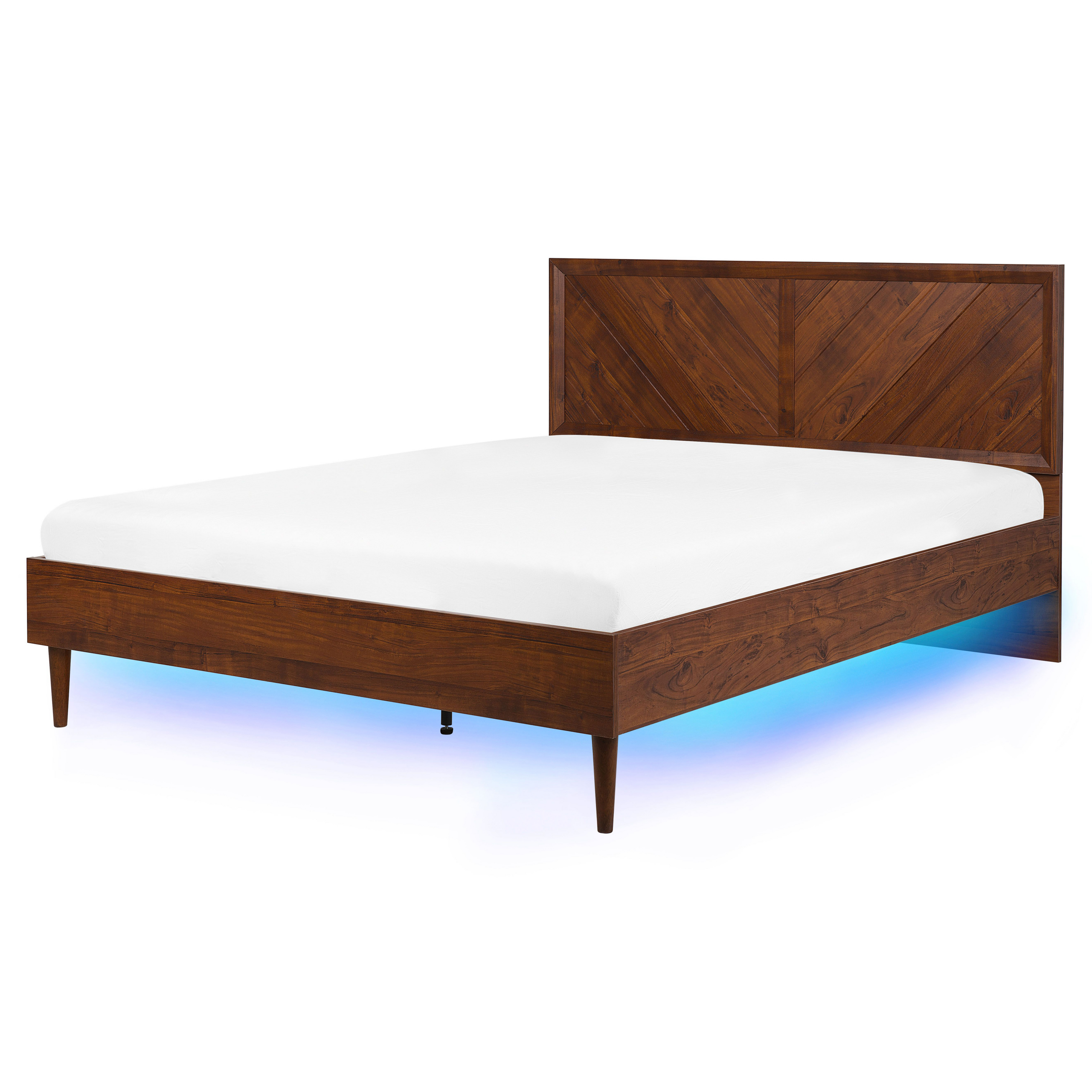Sänky LED-valoilla MIALET 160 x 200 cm Tummanruskea