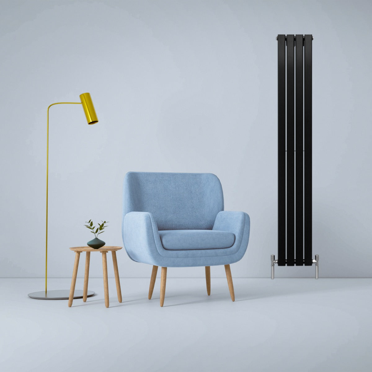 Design-litteät patterit mattamusta 1800 mm x 280 mm