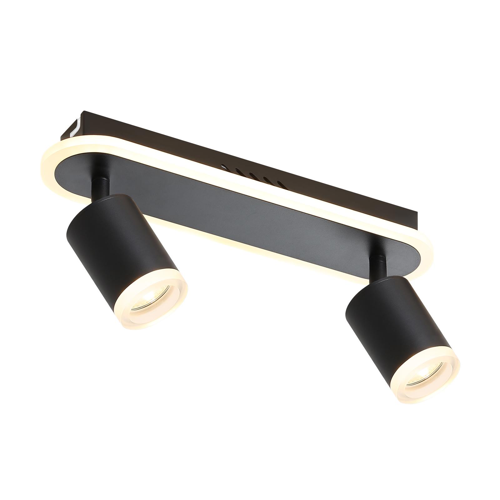 NETTLIFE 2 mustaa GU10 LED-kattospottia metallista, 330° säädettävä, makuuhuoneeseen, eteiseen, ruokailutilaan, keittiöön, olohuoneeseen