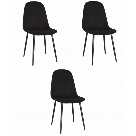 COMO-tuoli, musta sametti (3 kpl)