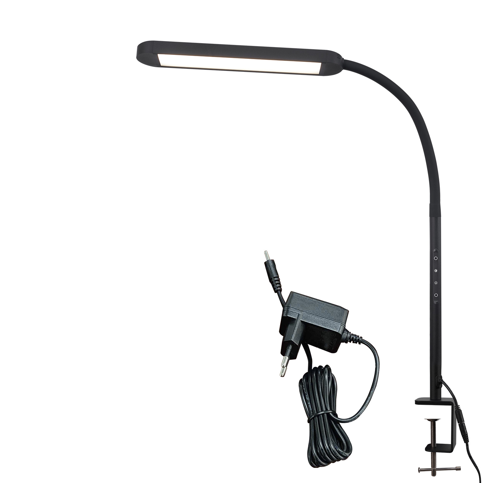 NETTLIFE himmennettävä LED-kiinnityspöytävalaisin musta 5 väriä ja 5 kirkkaustasoa 11 W joustava silmäsuoja