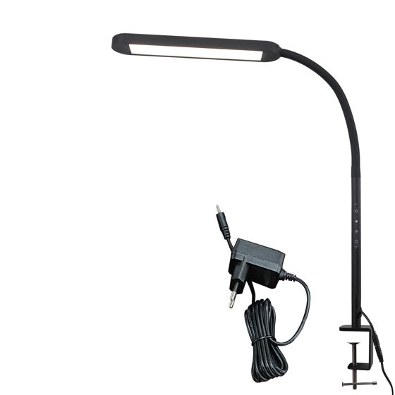 NETTLIFE himmennettävä LED-kiinnityspöytävalaisin musta 5 väriä ja 5 kirkkaustasoa 11 W joustava silmäsuoja