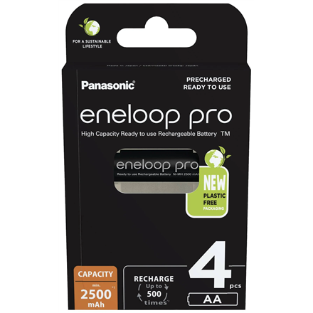 Panasonic | AA | 2500 mAh | 4 kpl | ENELOOP Pro BK-3HCDE/4BE